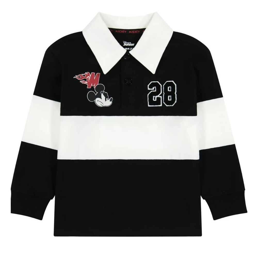 Disney Mickey Mouse Toddler Boy Long Sleeve Rugby Polo Shirt, Size 2T